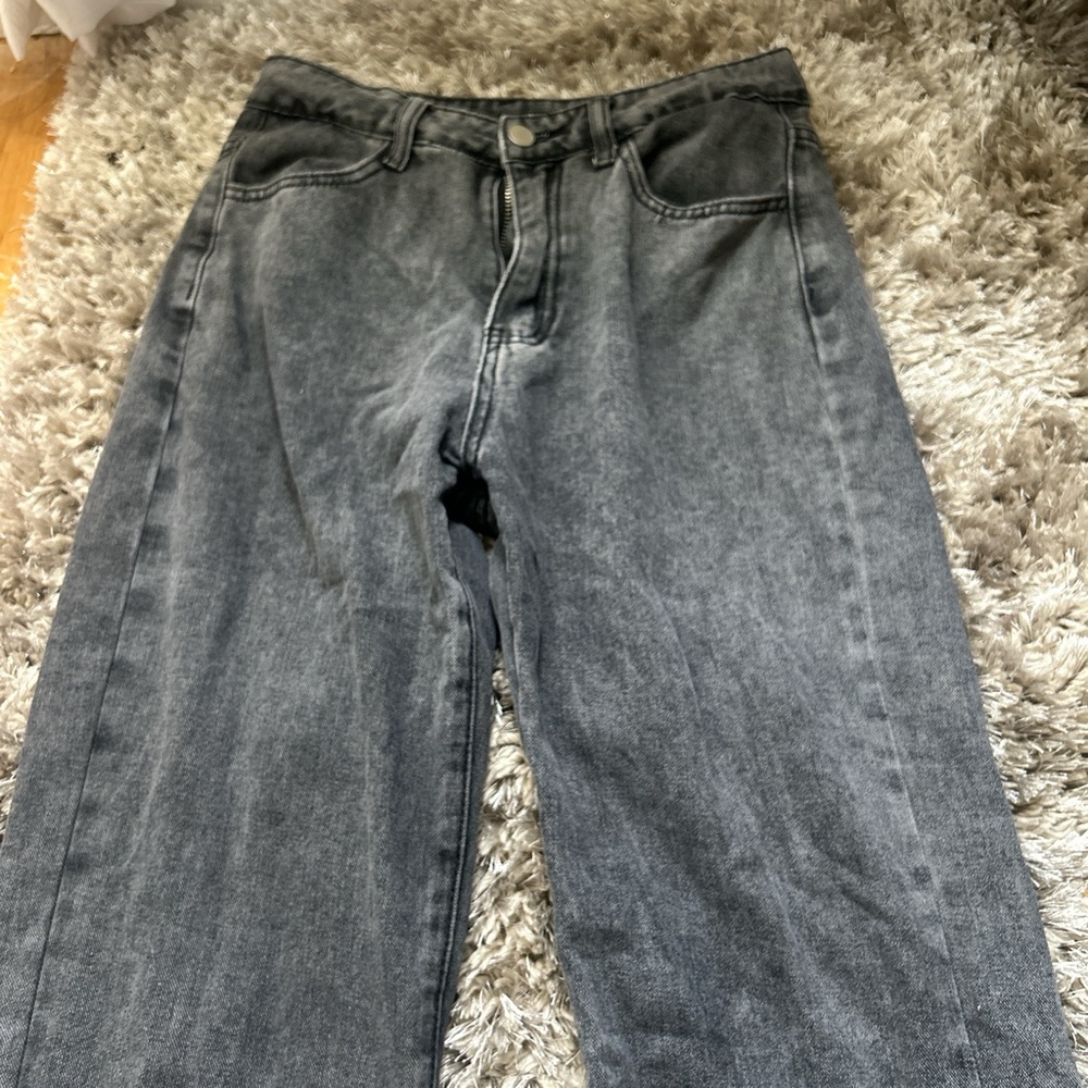 SHEIN Gray Flare Wide Leg Jeans Relaxed Fit